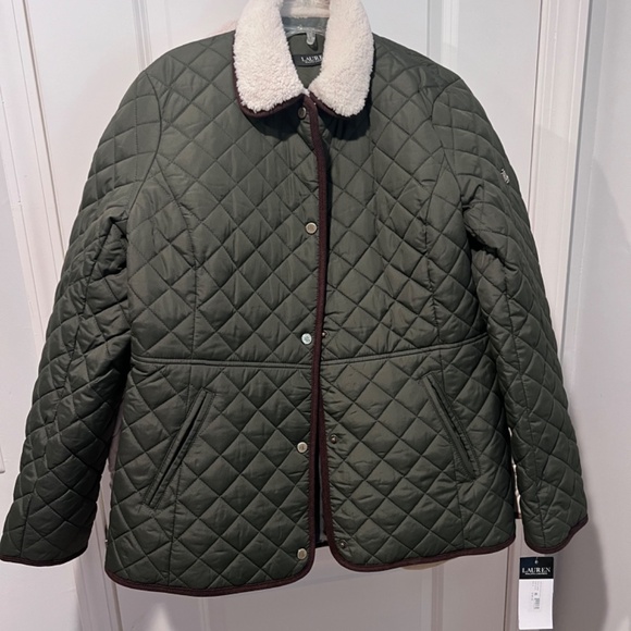 Lauren Ralph Lauren Women's Faux-Sherpa-Collar Quilted Coat, PS - Picture 4 of 4